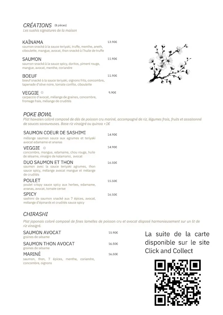 Kainama Restaurant Sushi Tassin - Carte Kainama Restaurant Sushi Tassin - Carte